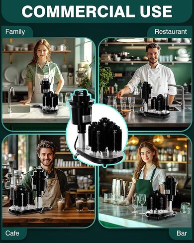 غسالة الزجاج التجارية الكهربائية - آلة تنظيف زجاج النبيذ، 5 غسالات فُرش تنظيف زجاجية، مثالية للحانات والمقاهي والمطاعم in Kuwait