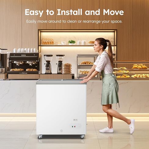 Commercial Ice Cream Dipping Cabinet Display Case, Slide Glass Top ice cream display freezer, 4 Large Displayed Tubs, 2 Storing Tube, Gelato Freezer Display Case, 5.7 Cu. Ft. Rolling, Lockable Wheels in Kuwait