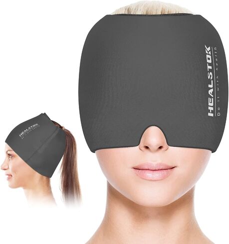 Cold Hat, Ice Cap, Ice Head Wrap, Cold & Hot Therapy Reusable 360 Compression Flexible Ice Pack Head Wrap, Cold Head Park Wrap. Black in Saudi Arabia