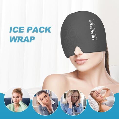 Cold Hat, Ice Cap, Ice Head Wrap, Cold & Hot Therapy Reusable 360 Compression Flexible Ice Pack Head Wrap, Cold Head Park Wrap. Black in Saudi Arabia