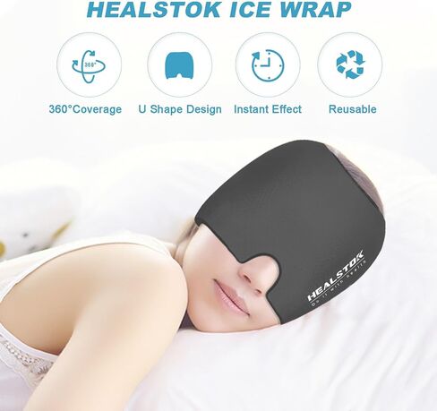 Cold Hat, Ice Cap, Ice Head Wrap, Cold & Hot Therapy Reusable 360 Compression Flexible Ice Pack Head Wrap, Cold Head Park Wrap. Black in Saudi Arabia