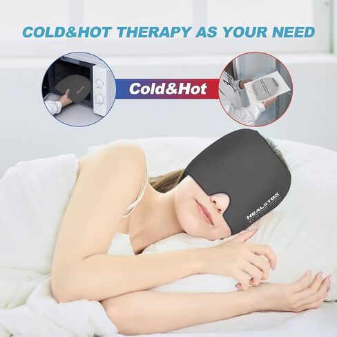 Cold Hat, Ice Cap, Ice Head Wrap, Cold & Hot Therapy Reusable 360 Compression Flexible Ice Pack Head Wrap, Cold Head Park Wrap. Black in Saudi Arabia