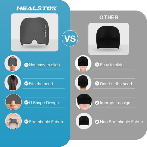 Cold Hat, Ice Cap, Ice Head Wrap, Cold & Hot Therapy Reusable 360 Compression Flexible Ice Pack Head Wrap, Cold Head Park Wrap. Black in Saudi Arabia
