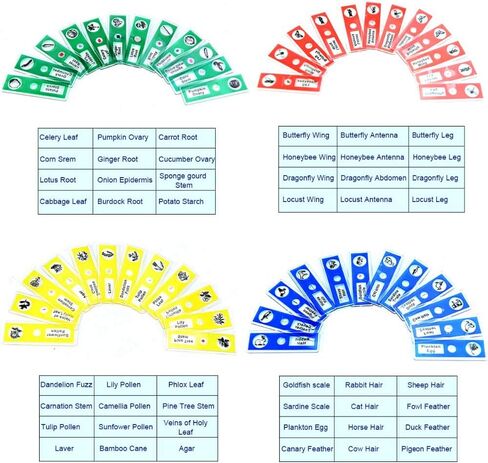 Prepared Microscope Slides for Kids, 48pcs Plastic Animals Insects Plants Flowers Sample Specimens for Students Children Homeschooling Biology Science Programs in Kuwait