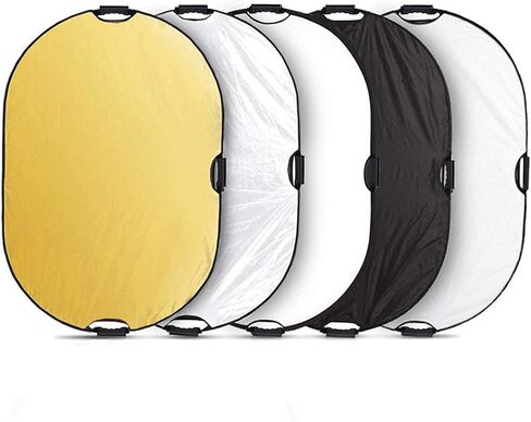 32"x48"/80x120cm Photography Light Reflector, 5-in-1 Collapsible Oval Multi Disc Diffuser with Carrying Bag-Gold, Silver, Black, White, Translucent for Studio Outdoor Lighting (32x48inch) in Saudi Arabia