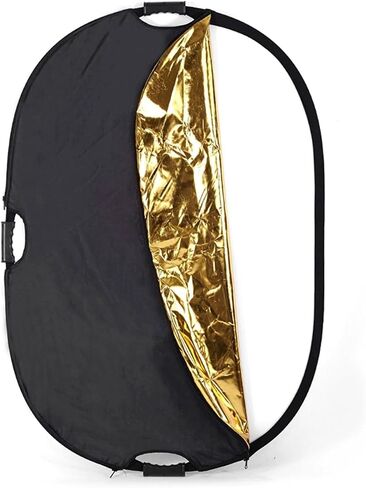 32"x48"/80x120cm Photography Light Reflector, 5-in-1 Collapsible Oval Multi Disc Diffuser with Carrying Bag-Gold, Silver, Black, White, Translucent for Studio Outdoor Lighting (32x48inch) in Saudi Arabia