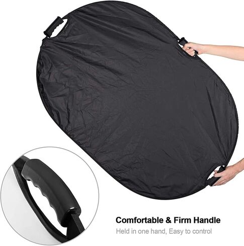 32"x48"/80x120cm Photography Light Reflector, 5-in-1 Collapsible Oval Multi Disc Diffuser with Carrying Bag-Gold, Silver, Black, White, Translucent for Studio Outdoor Lighting (32x48inch) in Saudi Arabia