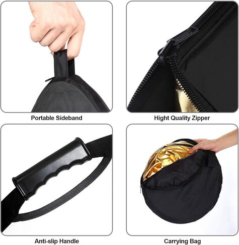 32"x48"/80x120cm Photography Light Reflector, 5-in-1 Collapsible Oval Multi Disc Diffuser with Carrying Bag-Gold, Silver, Black, White, Translucent for Studio Outdoor Lighting (32x48inch) in Saudi Arabia