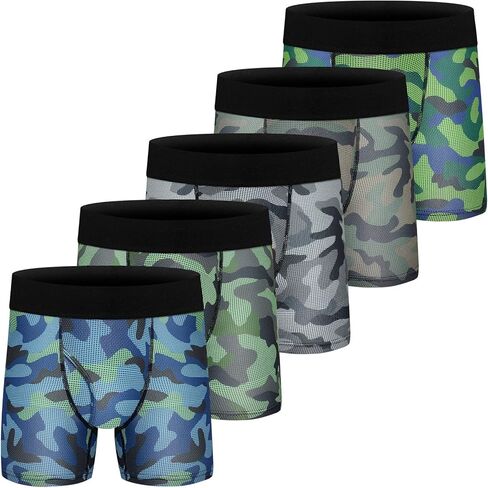 Boys Boxer Briefs Cotton Big Boys Underwear Breathable Soft Mesh Performance Sport Boxers Briefs with Fly 5 Pack 18-20 in Saudi Arabia