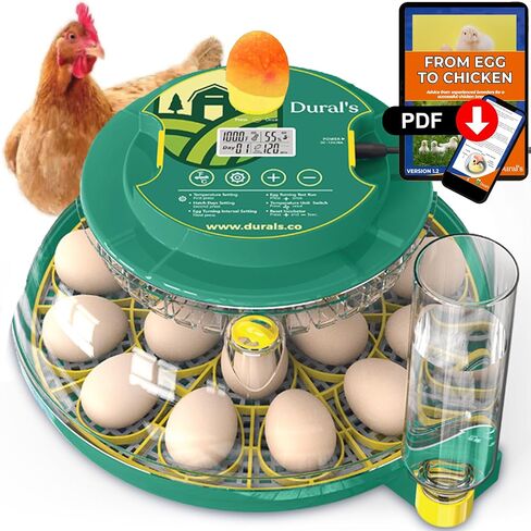 Dural's DX5® | FCC Certified Egg Incubator | Professional Egg Incubator with Automatic Turning & Humidity Control | 18 Chicken, Quail, Duck Eggs | Precise Temperature | Easy to Clean in Saudi Arabia
