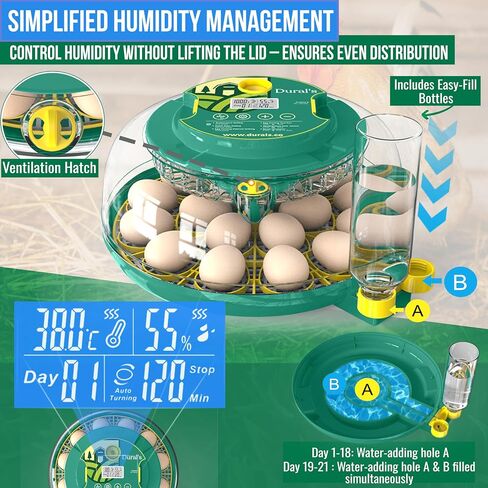 Dural's DX5® | FCC Certified Egg Incubator | Professional Egg Incubator with Automatic Turning & Humidity Control | 18 Chicken, Quail, Duck Eggs | Precise Temperature | Easy to Clean in Saudi Arabia