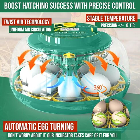 Dural's DX5® | FCC Certified Egg Incubator | Professional Egg Incubator with Automatic Turning & Humidity Control | 18 Chicken, Quail, Duck Eggs | Precise Temperature | Easy to Clean in Saudi Arabia