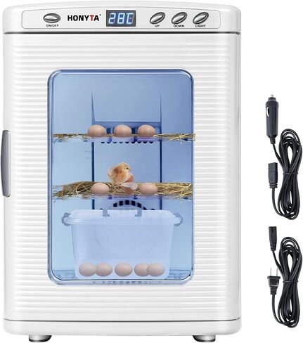حاضنات RYFT لتفريخ البيض، حاضنة مختبر علمي محمولة للزواحف سعة 25 لتر مع درجة حرارة 5 درجات مئوية - 60 درجة مئوية، تسخين وتبريد 12 فولت/110 فولت للزواحف الصغيرة (أسود) in Kuwait