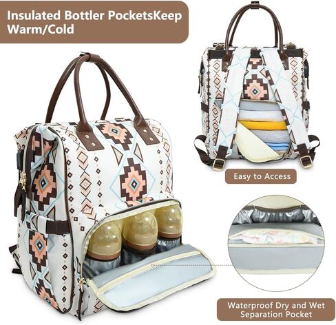 Diaper Bag Backpack, Big Diaper Bag with Stroller Straps Pacifier Case, USB Port, Multifunctional Unisex Travel Diaper Bag for Mom with Side Bottle Pockets in Saudi Arabia