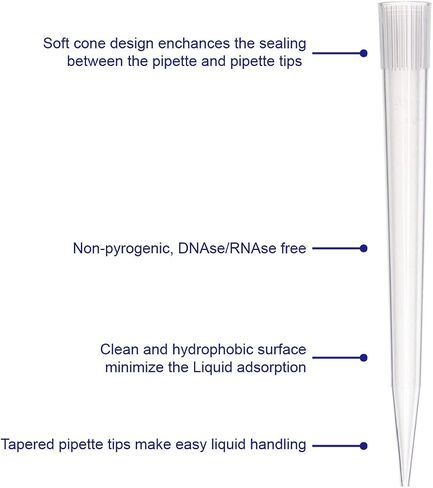 10mL Pipette Tips, 10 mL Universal Micro Pipette Tip, Polypropylene (PP), Clear, 100pcs/bag, Non-pyrogenic, DNAse/RNAse Free, Autoclable in Kuwait