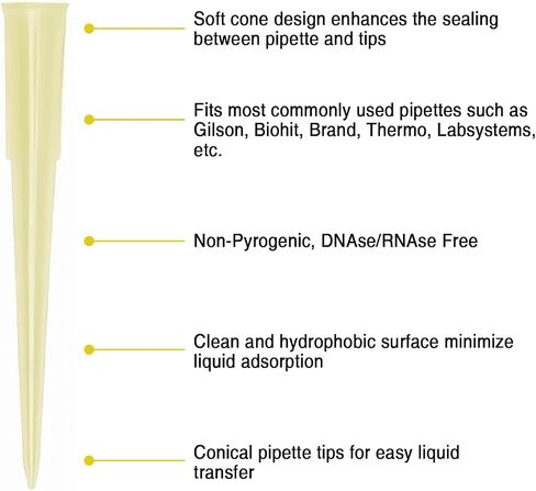 10mL Pipette Tips, 10 mL Universal Micro Pipette Tip, Polypropylene (PP), Clear, 100pcs/bag, Non-pyrogenic, DNAse/RNAse Free, Autoclable in Kuwait