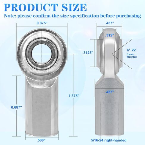 3/4"-16 Rod End Bearing Heim Joints Right Hand Female Thread Heim Joint,RH 3/4"- 16 Thread x 3/4" Bore Stainless Female Rod End Bearing with Jam Nuts(3/4-4Pcs) in Kuwait