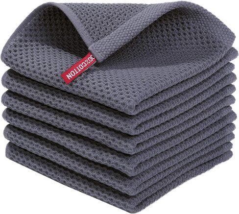 Homaxy 100% Cotton Waffle Weave Kitchen Dish Cloths, Ultra Soft Absorbent Quick Drying Dish Towels, 12 x 12 Inches, 6-Pack, Dark Grey in Saudi Arabia