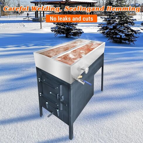 48x24x9.4 Inch Maple Syrup Evaporator Pan, 304 Stainless Steel Maple Syrup Boiling Pan, 47 Gallon Maple Syrup Pan with 3/4 Inch Valve and Thermometer for Making Sweet Maple Syrup in Saudi Arabia