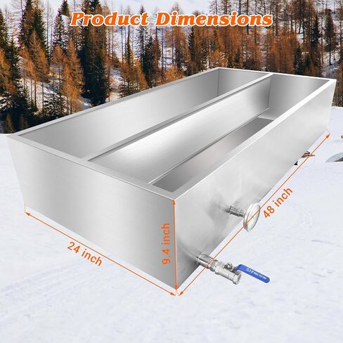 48x24x9.4 Inch Maple Syrup Evaporator Pan, 304 Stainless Steel Maple Syrup Boiling Pan, 47 Gallon Maple Syrup Pan with 3/4 Inch Valve and Thermometer for Making Sweet Maple Syrup in Saudi Arabia