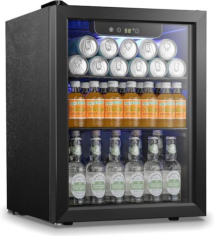 Antarctic Star Beverage Refrigerator Cooler 68 Can, Mini Fridge with Glass Door for Beer Drinks Wine,Freestanding Small Fridge with Electronic Temperature Control for Home and Bar,1.7 cu.ft in Saudi Arabia
