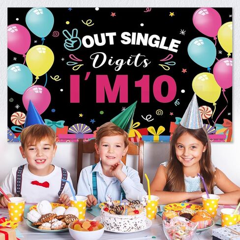 YARUBA 10th Happy Birthday Backdrop, 5x3ft 10 Year Video Game On Birthday Decorations Photography Background Banner Photo Booth Studio Blue in Saudi Arabia