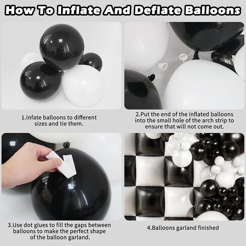 Black and White Checkered Square Foil Balloons Backdrop Wall, Double Sided Tunnel with Black White Balloon Arch Garland Kit for Checkerboard Racing Themed Celebration Graduation Party Decorations in Saudi Arabia