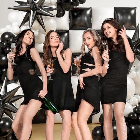 Black and White Checkered Square Foil Balloons Backdrop Wall, Double Sided Tunnel with Black White Balloon Arch Garland Kit for Checkerboard Racing Themed Celebration Graduation Party Decorations in Saudi Arabia