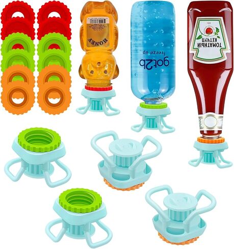 4-Pack Bottle Emptying Cap Kit with 3 Sizes-Reusable|Leak-Proof,Flip Bottle Emptying Kit|Flip Caps for Bottles|Upside Down Bottle Dispenser Cap|Flip Top|Fit Most Bottles - Easy,Zero Waste,Money Saver in Saudi Arabia