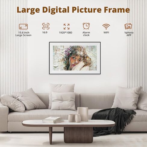 Dragon Touch Modern 15 Pro Digital Picture Frame, 15.6" FHD Touch Screen 1200P WiFi Digital Photo Frame Instant Share Photos and Videos via App, Email, Cloud, Portrait and Landscape in Saudi Arabia