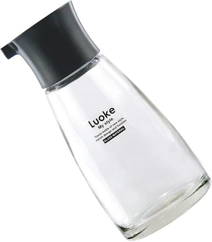 Glass Oil Pot Storage Bottle with Pour Spout, Leakproof Sauce Dispenser, Seasoning Container for Home Restaurant Kitchen Supplies (Black) in Kuwait