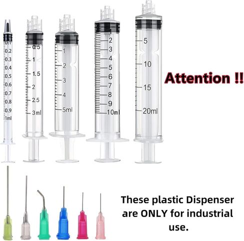 15 Pack 1ml, 3ml, 5ml, 10ml, Dispenser with16ga, 20ga, 22ga, Glue Tip and Caps for Measuring Liquids and Refilling,Glue, Oil, ink. (15 Pack) in Kuwait