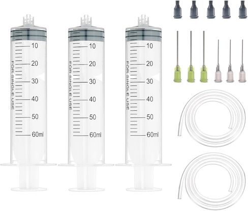 15 Pack 1ml, 3ml, 5ml, 10ml, Dispenser with16ga, 20ga, 22ga, Glue Tip and Caps for Measuring Liquids and Refilling,Glue, Oil, ink. (15 Pack) in Kuwait