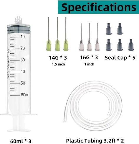 15 Pack 1ml, 3ml, 5ml, 10ml, Dispenser with16ga, 20ga, 22ga, Glue Tip and Caps for Measuring Liquids and Refilling,Glue, Oil, ink. (15 Pack) in Kuwait