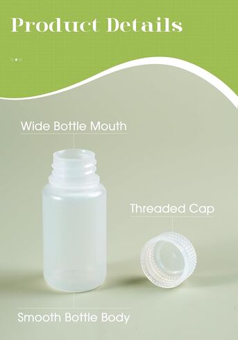 JIBENGAO 12 Pcs 2oz Plastic Sample Bottles, 60ML Plastic Bottles with Caps Wide Mouth Lab Reagent Bottles Small Pill Bottles Sealed Leak-proof Multipurpose for Laboratory, Travel, at Home in Kuwait