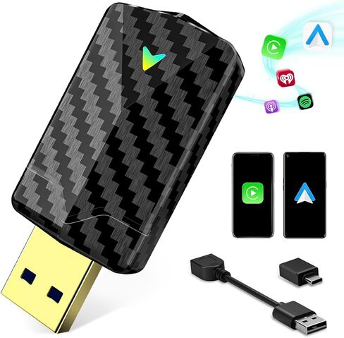 Mini Android Auto & Carplay Wireless Adapter with Fast Stable Connection, Wired to Wireless Android Auto Car Adapter, Compatible with Android 10+ & Cars from 2016 Single in Saudi Arabia