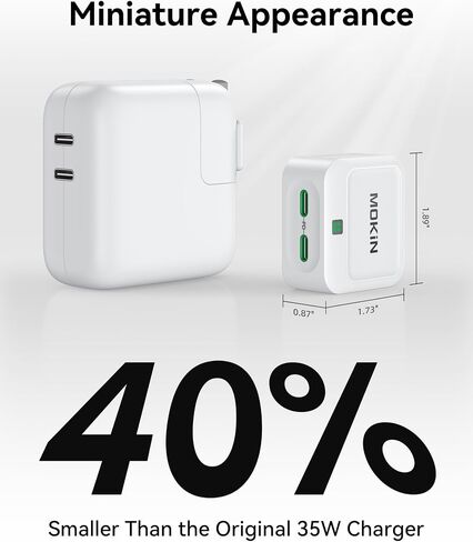 USB C Charger Block 40W, Dual Port Type C Charger Fast Charging Block GaN+ PD Power Adapter with Foldable Plug USB C Wall Charger Cube for iPhone 16/16 Pro/16 Plus/16 Pro Max/15, Samsung in Kuwait