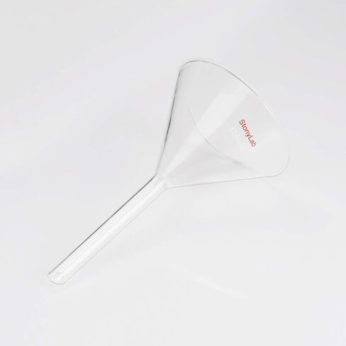StonyLab 2-Pack Glass Heavy Wall Funnel Borosilicate Glass Funnel, Short Stem 120mm Diameter, 120mm Stem Length in Kuwait