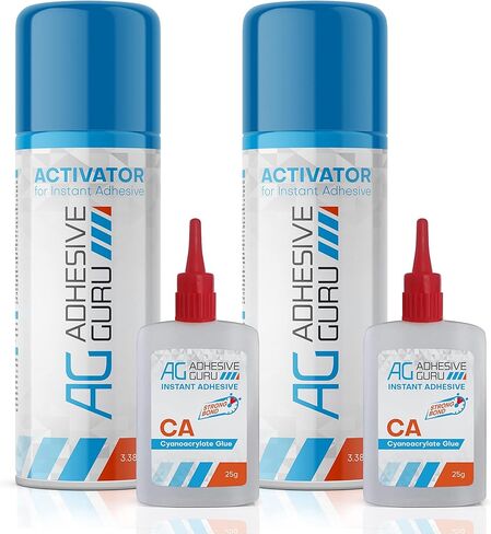 غراء Guru CA مع منشط النجارة (2 × 0.9 أونصة - 2 × 3.38 أونصة سائلة) غراء Ca لأعمال النجارة وغراء سيانوأكريليت والمنشط (عبوتان) in Kuwait