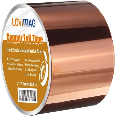 LOVIMAG Copper Foil Tape, Conductive Copper Tape 4 Sizes (0.2/0.24/0.3/0.4Inch) x82.5FT, Copper Tape Conductive Adhesive for Stained Glass Supplies, Guitar and EMI Shielding, Electrical Repairs. in Saudi Arabia