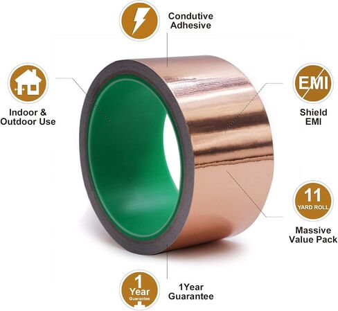 LOVIMAG Copper Foil Tape, Conductive Copper Tape 4 Sizes (0.2/0.24/0.3/0.4Inch) x82.5FT, Copper Tape Conductive Adhesive for Stained Glass Supplies, Guitar and EMI Shielding, Electrical Repairs. in Saudi Arabia