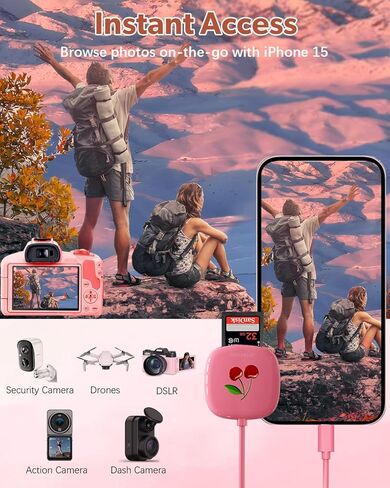 USB C SD Card Reader for iPad, 2-in-1 Memory Card Reader USB C Adapter, Compact Design, Compatible with iPad Pro, MacBook, Samsung Galaxy S20-S24, and Other Type-C Devices (8cm,Pink) in Kuwait