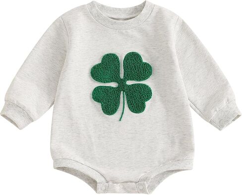 Baby Girl Boy St. Patrick's Day Clothes Little Lucky Charm Sweatshirt Bubble Romper Long Sleeve Bodysuit Shirt Top in Saudi Arabia