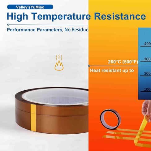 Valley'sYuMiao 6Rolls,10mm×108fts, Heat Tape for Sublimation, Heat Transfer Tape, Heat Resistant Tape, No Residue, Thermal, Total Length 648fts in Kuwait