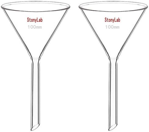 StonyLab 2-Pack Glass Heavy Wall Funnel Borosilicate Glass Funnel, Short Stem 120mm Diameter, 120mm Stem Length in Kuwait