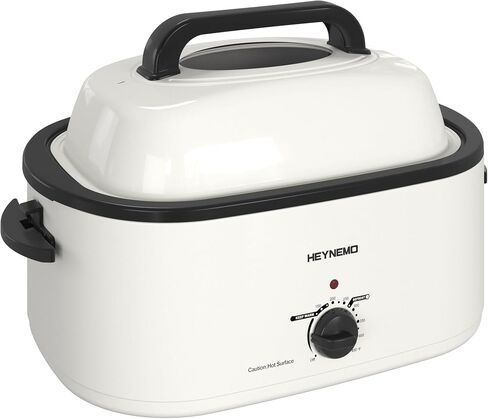 HEYNEMO Roaster Oven 28 Quart, Electric Roaster with Self-Basting Lid | Removable Pan & Rack, Variable Temp Control, Stainless Steel, Black in Saudi Arabia