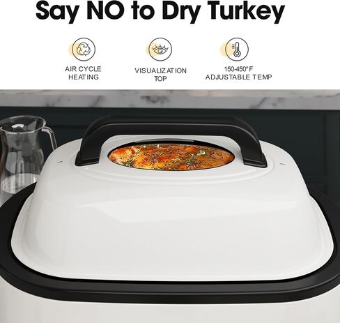 HEYNEMO Roaster Oven 28 Quart, Electric Roaster with Self-Basting Lid | Removable Pan & Rack, Variable Temp Control, Stainless Steel, Black in Saudi Arabia