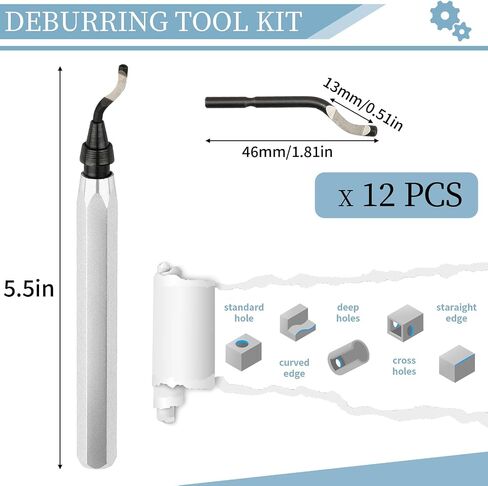 Deburring Tool with 12 High Speed Steel Blades, Deburring Tool 3D Printing, Deburring Tool for Metal, Resin, Copper, Plastic, PVC Pipes, 3D Printed Edges (1 Blue Handle) in Kuwait