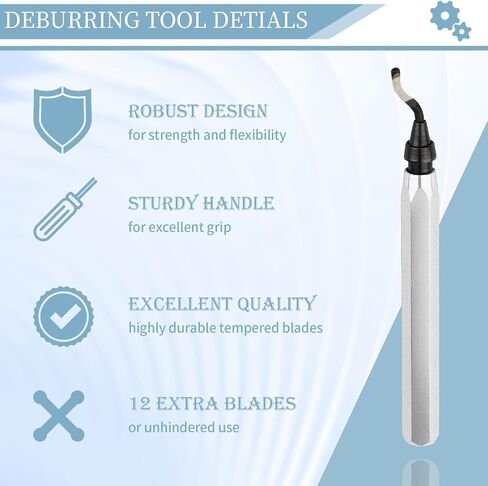 Deburring Tool with 12 High Speed Steel Blades, Deburring Tool 3D Printing, Deburring Tool for Metal, Resin, Copper, Plastic, PVC Pipes, 3D Printed Edges (1 Blue Handle) in Kuwait