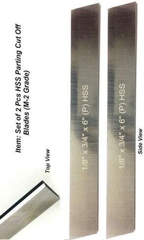 مجموعة MachEl مكونة من شفرتين شبه منحرفتين من الفولاذ عالي السرعة (HSS) مقاس 1/8 بوصة × 3/4 بوصة (عرض) × 6 بوصة (طويلة) لأدوات قطع فواصل المخرطة - صلبة وأرضية ومتينة in Kuwait